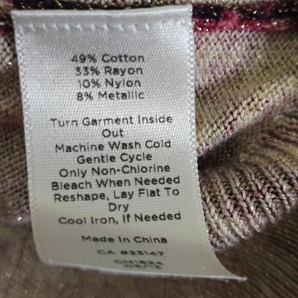 Talbots Vintage Burgundy Print Metallic Cardigan Sweater Size S - Picture 7 of 7